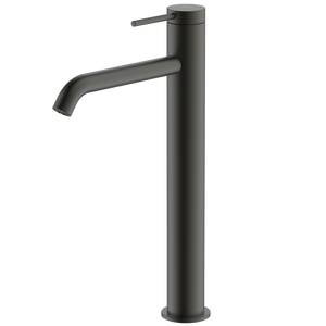 OLIVERI VENICE CURVED TALL BASIN MIXER 318MM GUN METAL