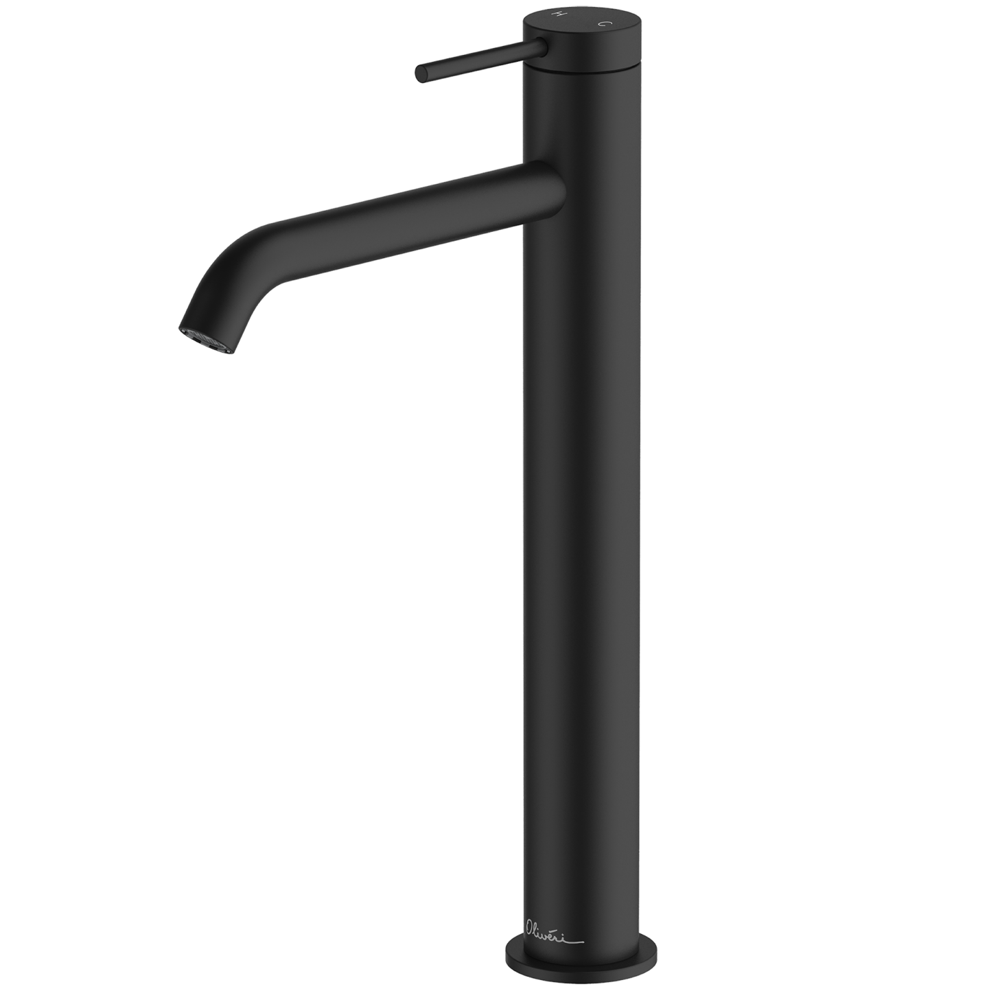 OLIVERI VENICE LEAD FREE CURVED TOWER BASIN MIXER 318MM MATTE BLACK