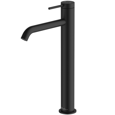 OLIVERI VENICE LEAD FREE CURVED TOWER BASIN MIXER 318MM MATTE BLACK