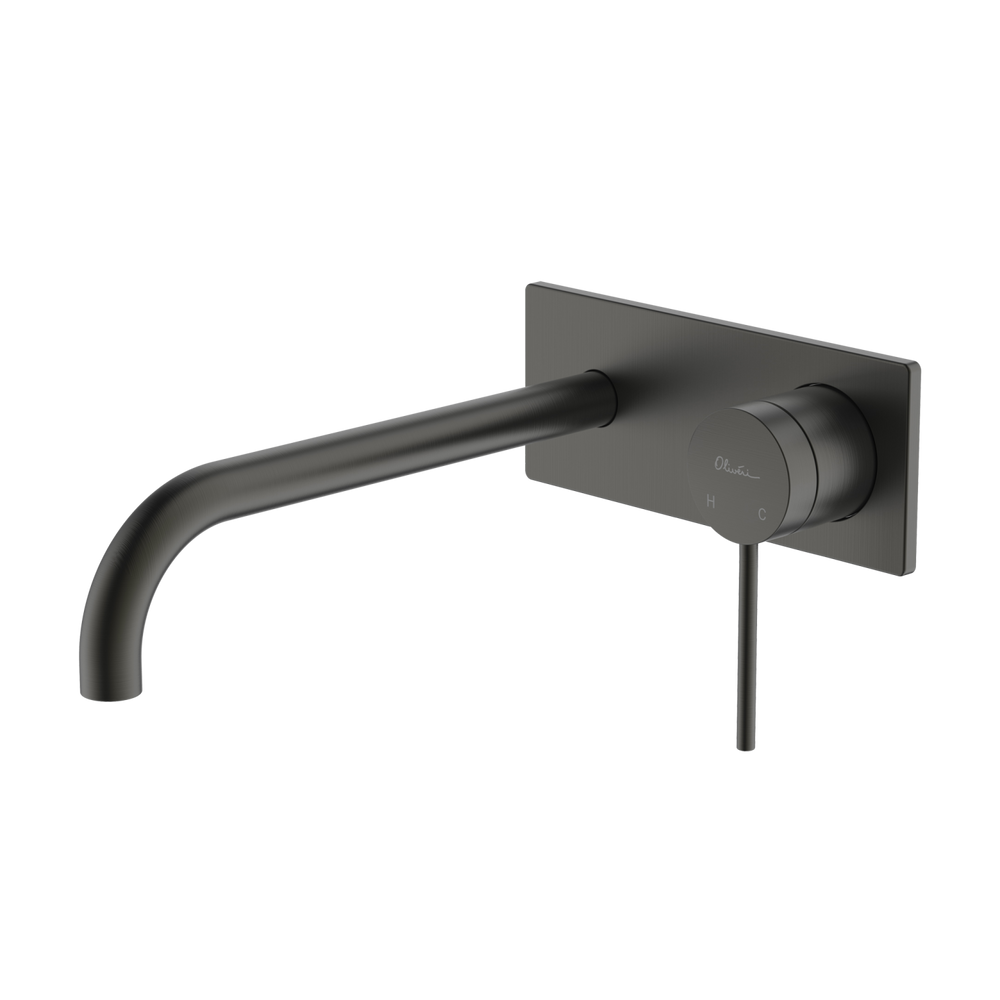 OLIVERI VENICE CURVED WALL MIXER SET GUN METAL