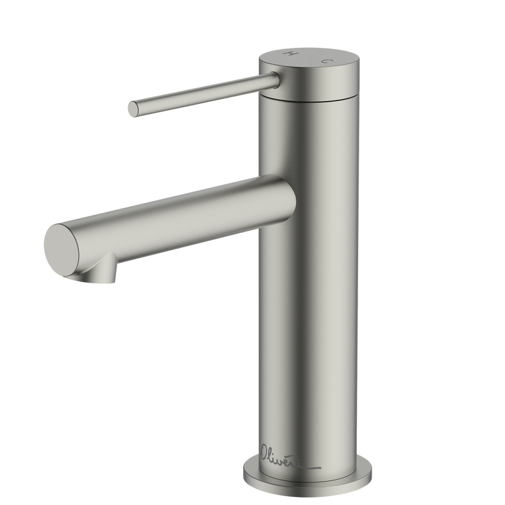 OLIVERI VENICE LEAD FREE STRAIGHT BASIN MIXER 167MM BRUSHED NICKEL