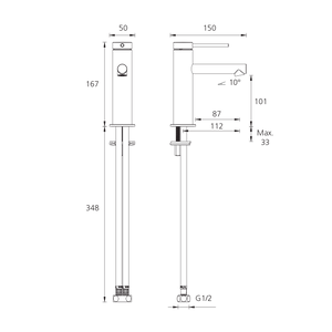 OLIVERI VENICE STRAIGHT BASIN MIXER 167MM CHROME