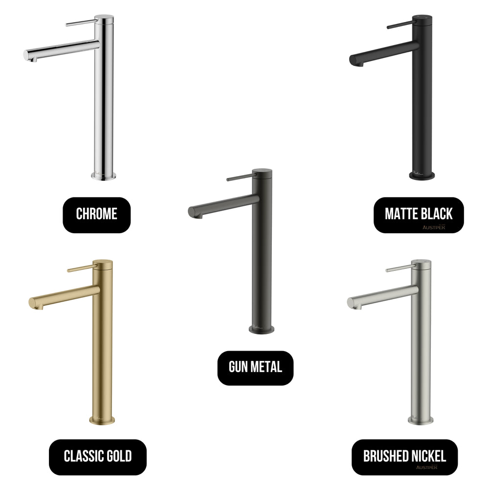 OLIVERI VENICE STRAIGHT TOWER BASIN MIXER 318MM MATTE BLACK