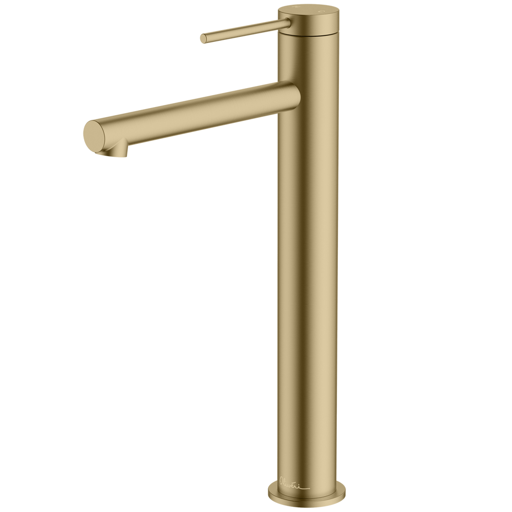 OLIVERI VENICE STRAIGHT TOWER BASIN MIXER 318MM CLASSIC GOLD