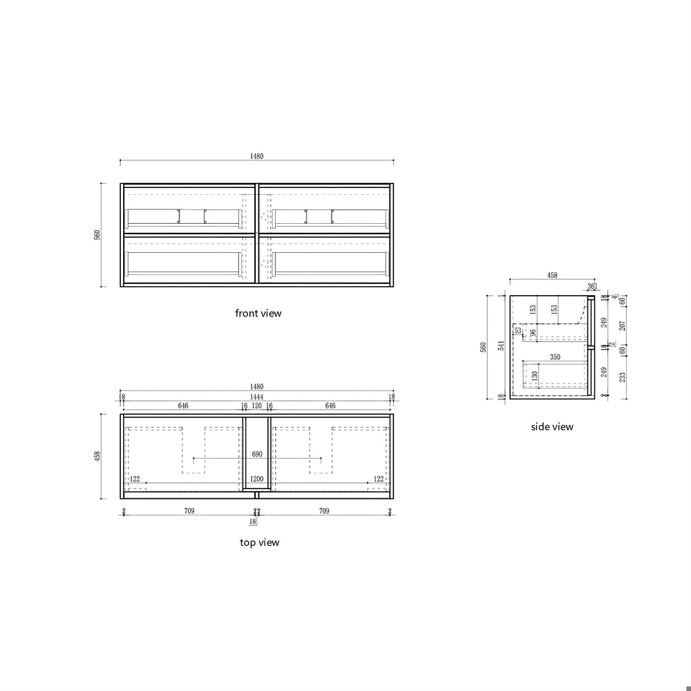 AULIC VENETTA HARVEST OAK 1500MM DOUBLE BOWL FLUTED WALL HUNG VANITY