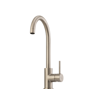 OLIVERI VENICE GOOSE NECK KITCHEN MIXER 362MM BRUSHED NICKEL