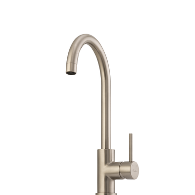 OLIVERI VENICE LEAD FREE GOOSE NECK KITCHEN MIXER 362MM BRUSHED NICKEL