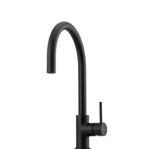 OLIVERI VENICE PULL OUT GOOSE NECK KITCHEN MIXER 382MM MATTE BLACK