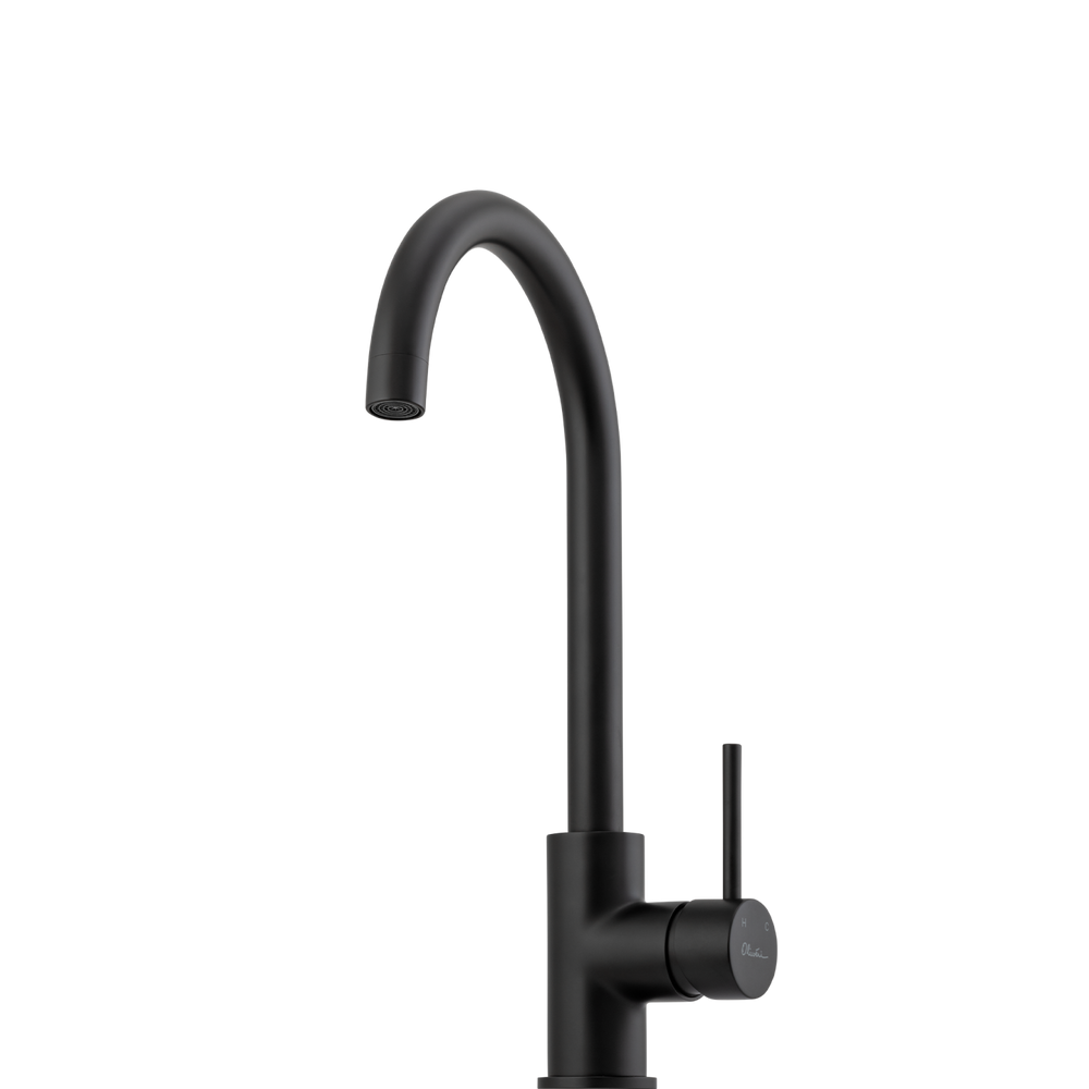 OLIVERI VENICE LEAD FREE GOOSE NECK KITCHEN MIXER 362MM MATTE BLACK