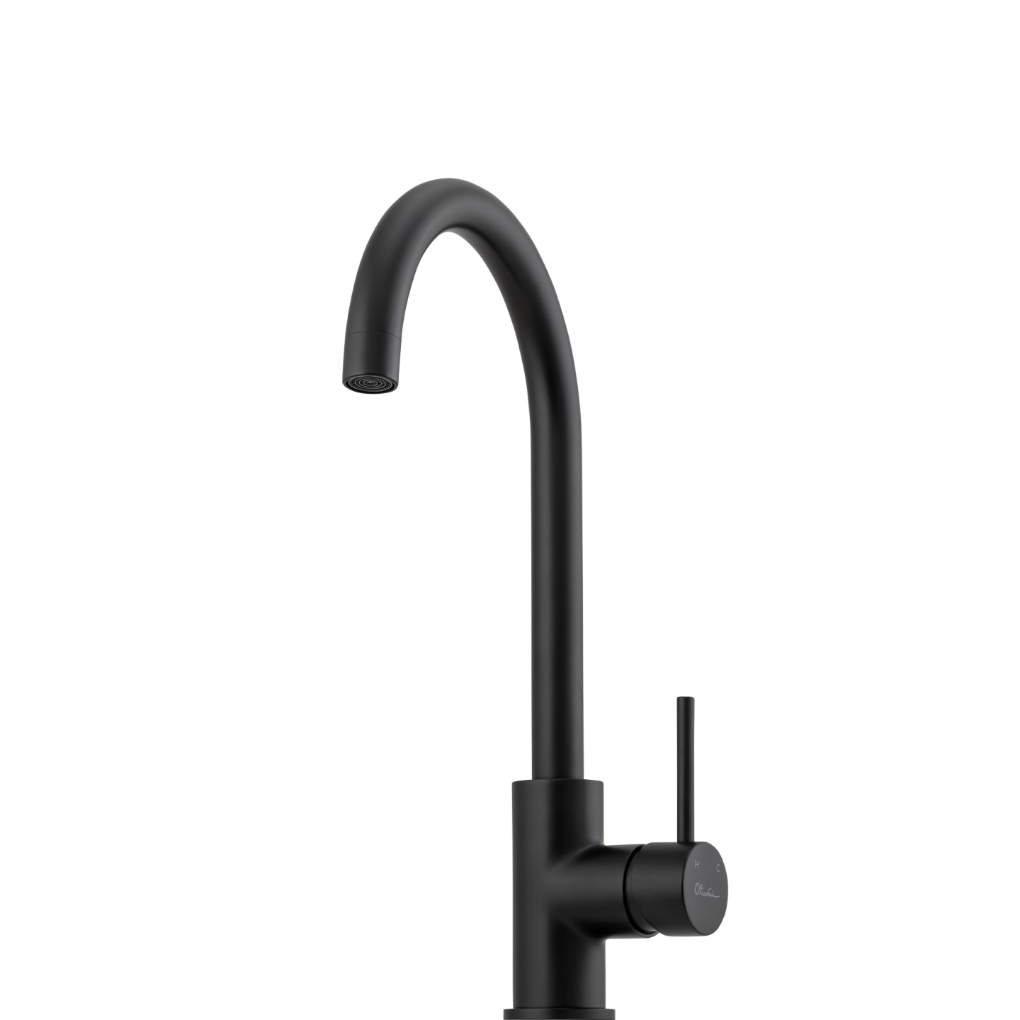 OLIVERI VENICE GOOSE NECK KITCHEN MIXER 362MM MATTE BLACK