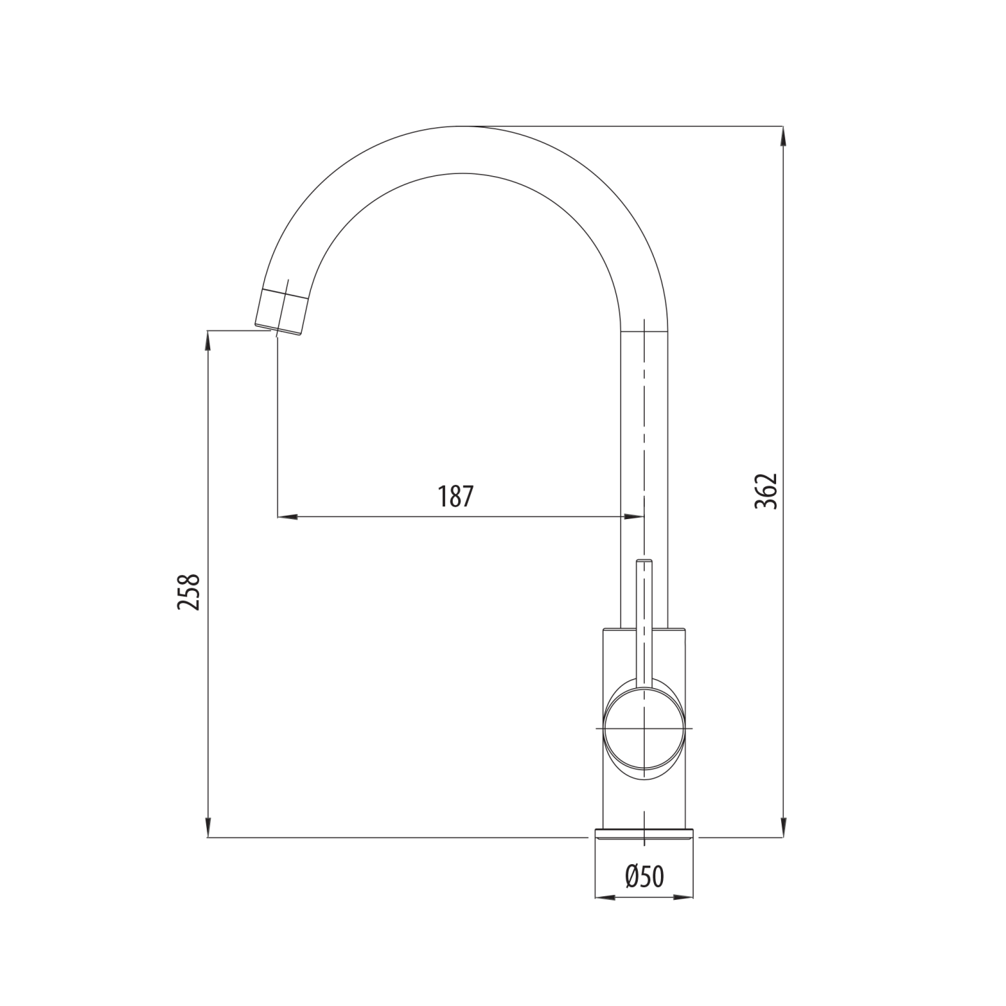 OLIVERI VENICE LEAD FREE GOOSE NECK KITCHEN MIXER 362MM MATTE BLACK