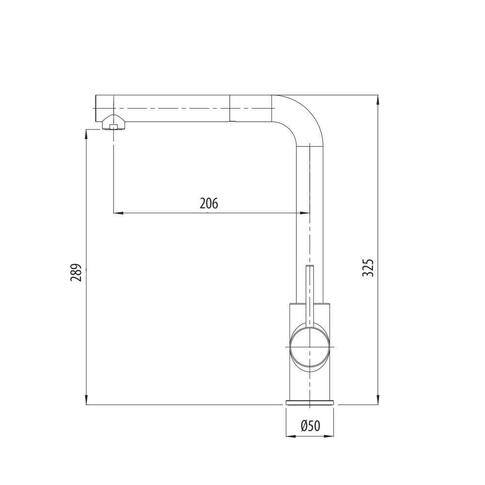 OLIVERI VENICE LEAD FREE PULL OUT RIGHT ANGLE KITCHEN MIXER 325MM MATTE BLACK