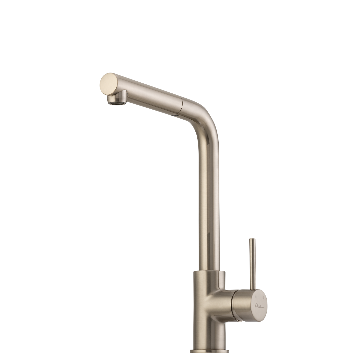 OLIVERI VENICE PULL OUT RIGHT ANGLE KITCHEN MIXER 325MM BRUSHED NICKEL