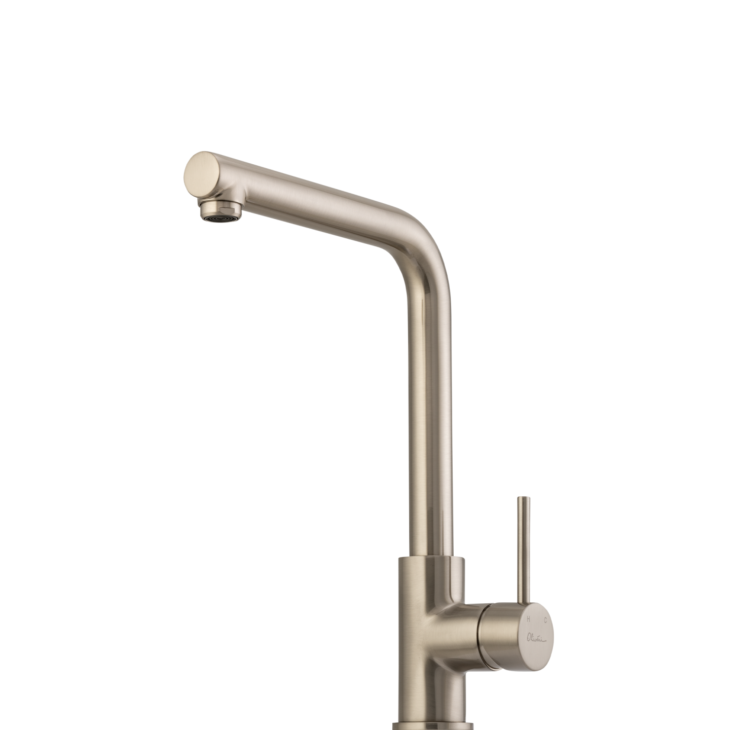 OLIVERI VENICE LEAD FREE RIGHT ANGLE KITCHEN MIXER 325MM BRUSHED NICKEL