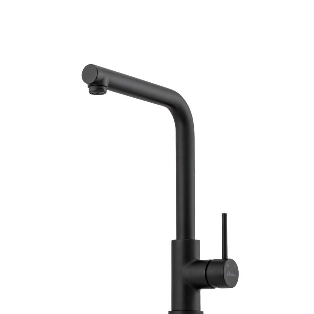 OLIVERI VENICE LEAD FREE RIGHT ANGLE KITCHEN MIXER 325MM MATTE BLACK