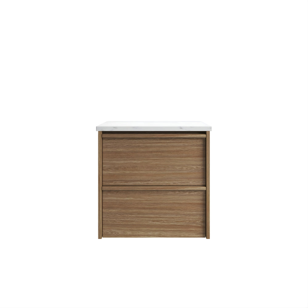 AULIC VENETTA HARVEST OAK 600MM SINGLE BOWL FRAMED WALL HUNG VANITY