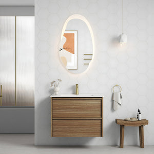 AULIC VENETTA HARVEST OAK 750MM SINGLE BOWL FRAMED WALL HUNG VANITY