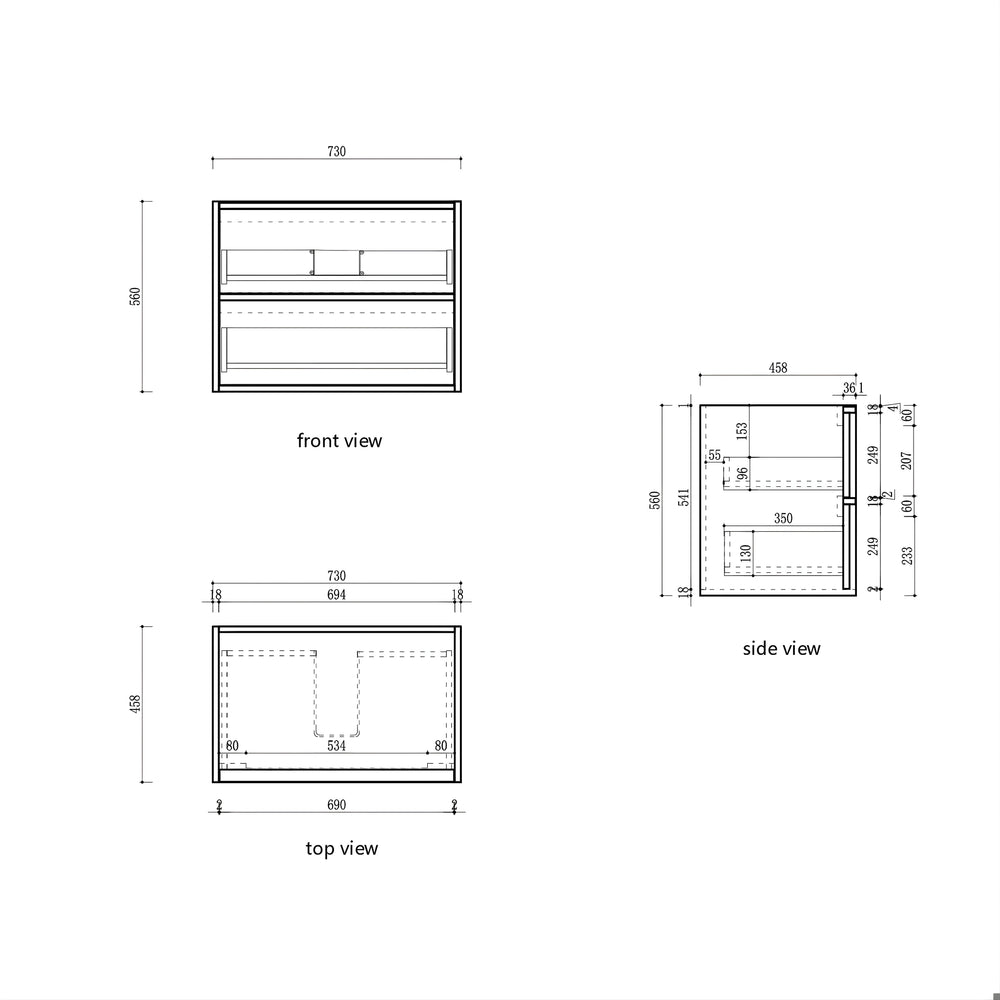AULIC VENETTA HARVEST OAK 750MM SINGLE BOWL FLUTED WALL HUNG VANITY