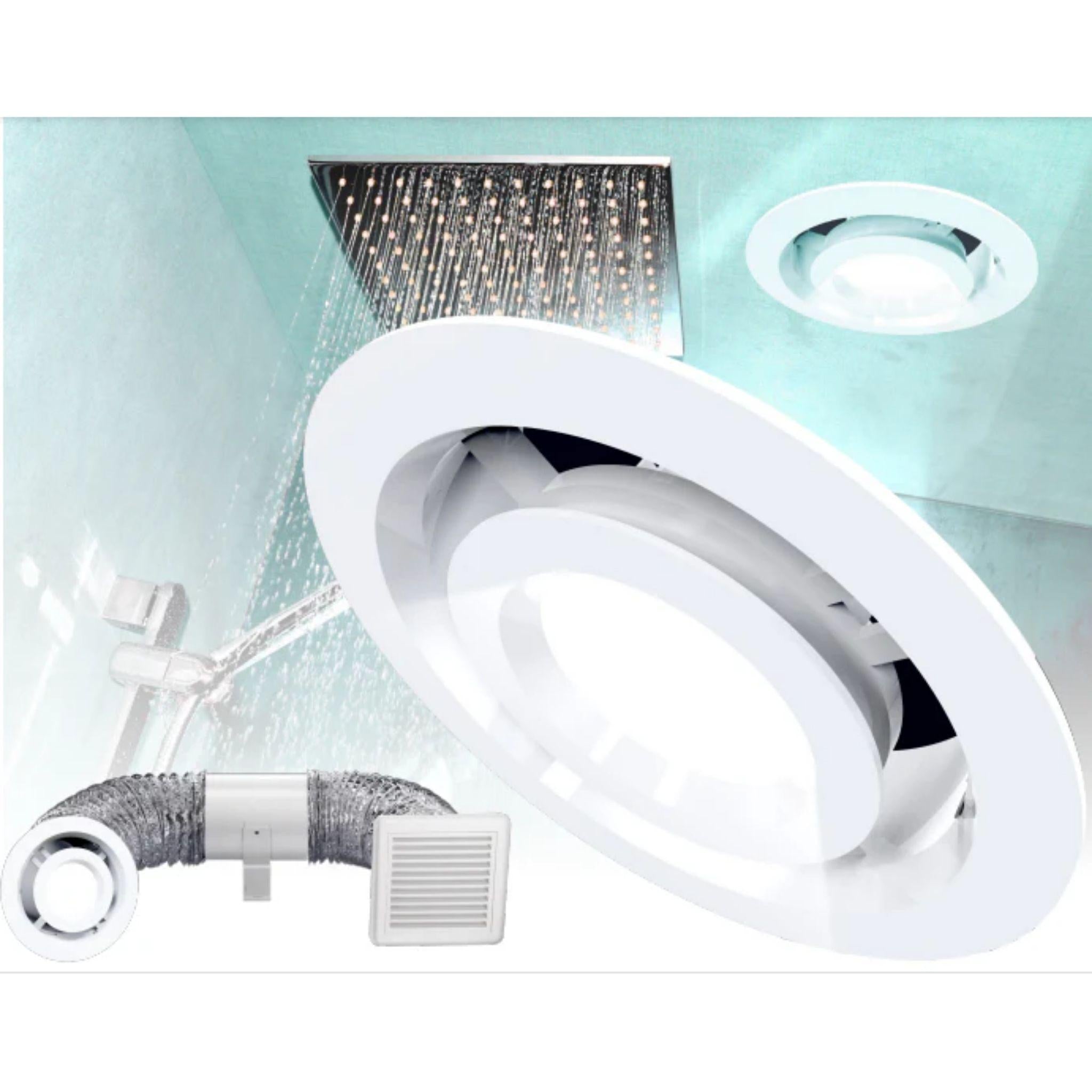 VENTAIR SHOWER LIGHT & EXHAUST KIT WHITE
