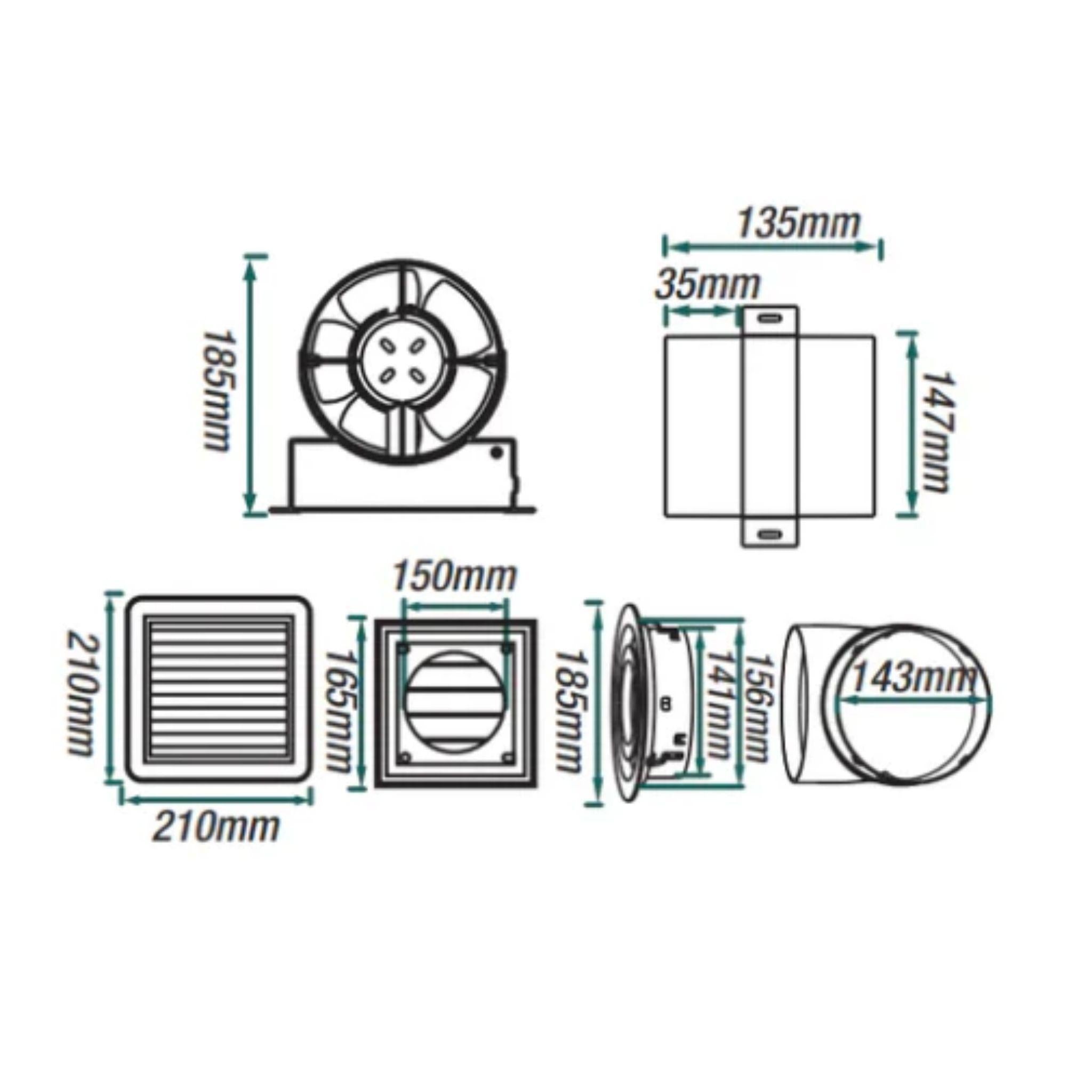 VENTAIR SHOWER LIGHT & EXHAUST KIT WHITE
