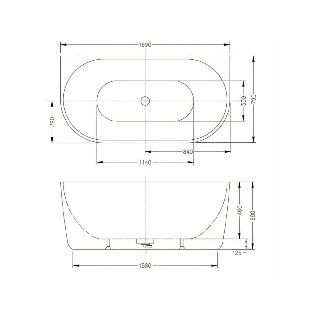 INFINITY VENUS BACK-TO-WALL BATHTUB GLOSS WHITE (AVAILABLE IN 1400MM, 1500MM, AND 1700MM)