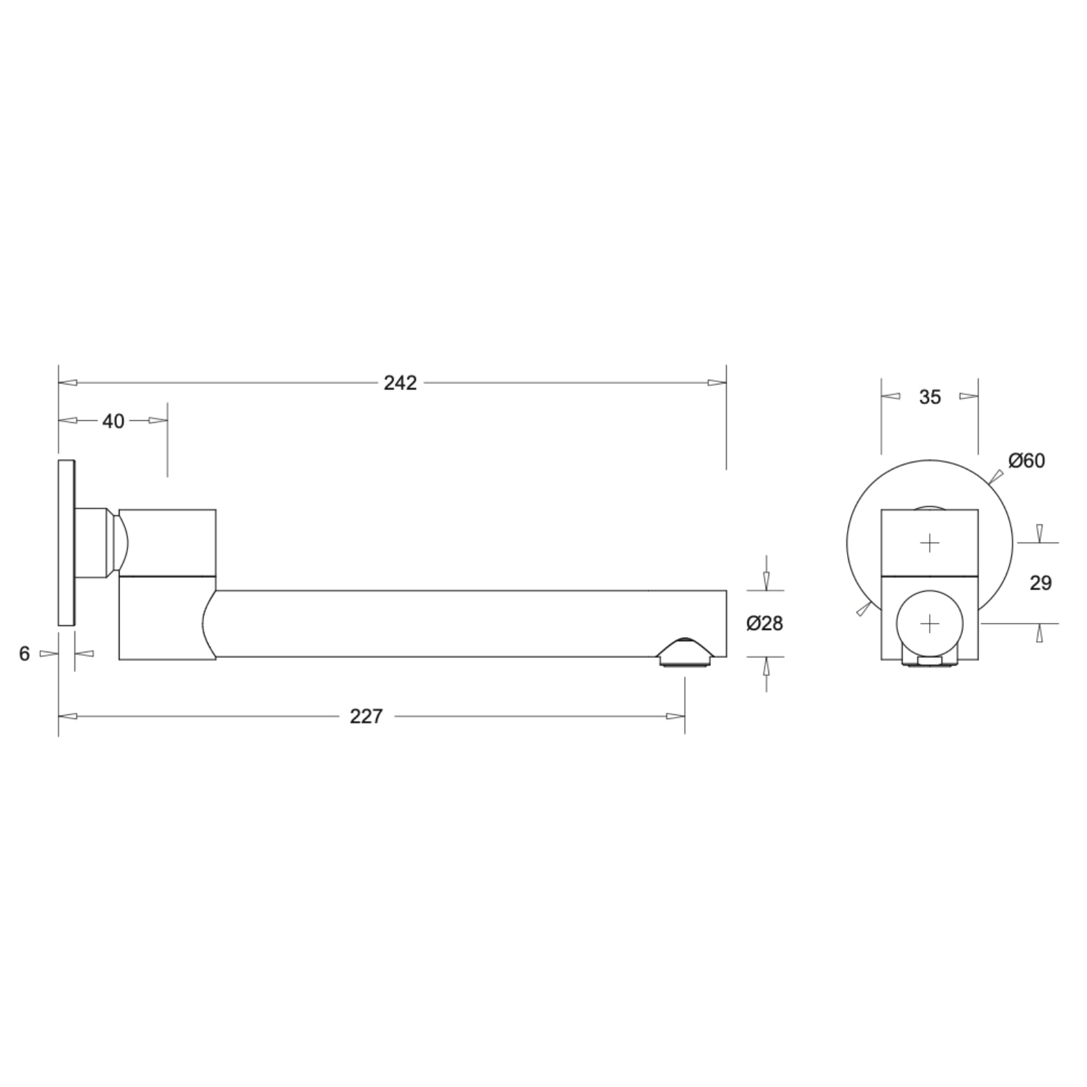 JOHNSON SUISSE VENEZIA SWIVEL BATH SPOUT 242MM CHROME