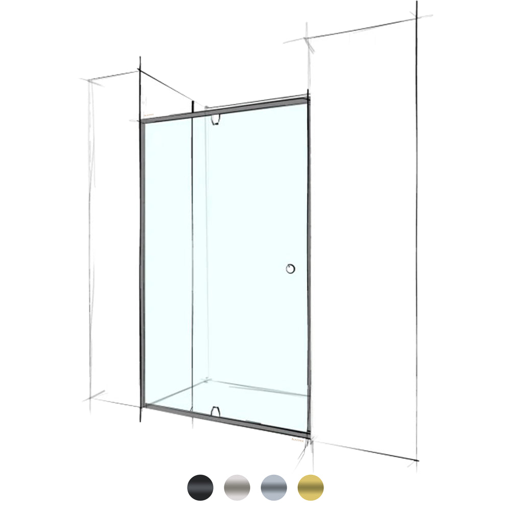 VEROTTI CUSTOM WALL TO WALL SEMI-FRAMELESS TWO PANEL SHOWER SCREEN
