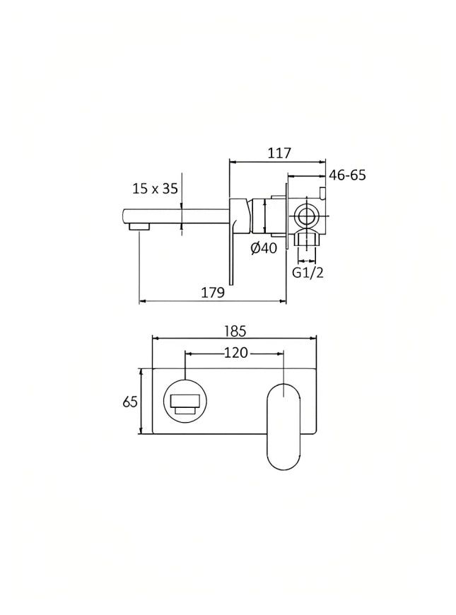 INSPIRE VETTO WALL BASIN MIXER 185MM BRUSHED GOLD