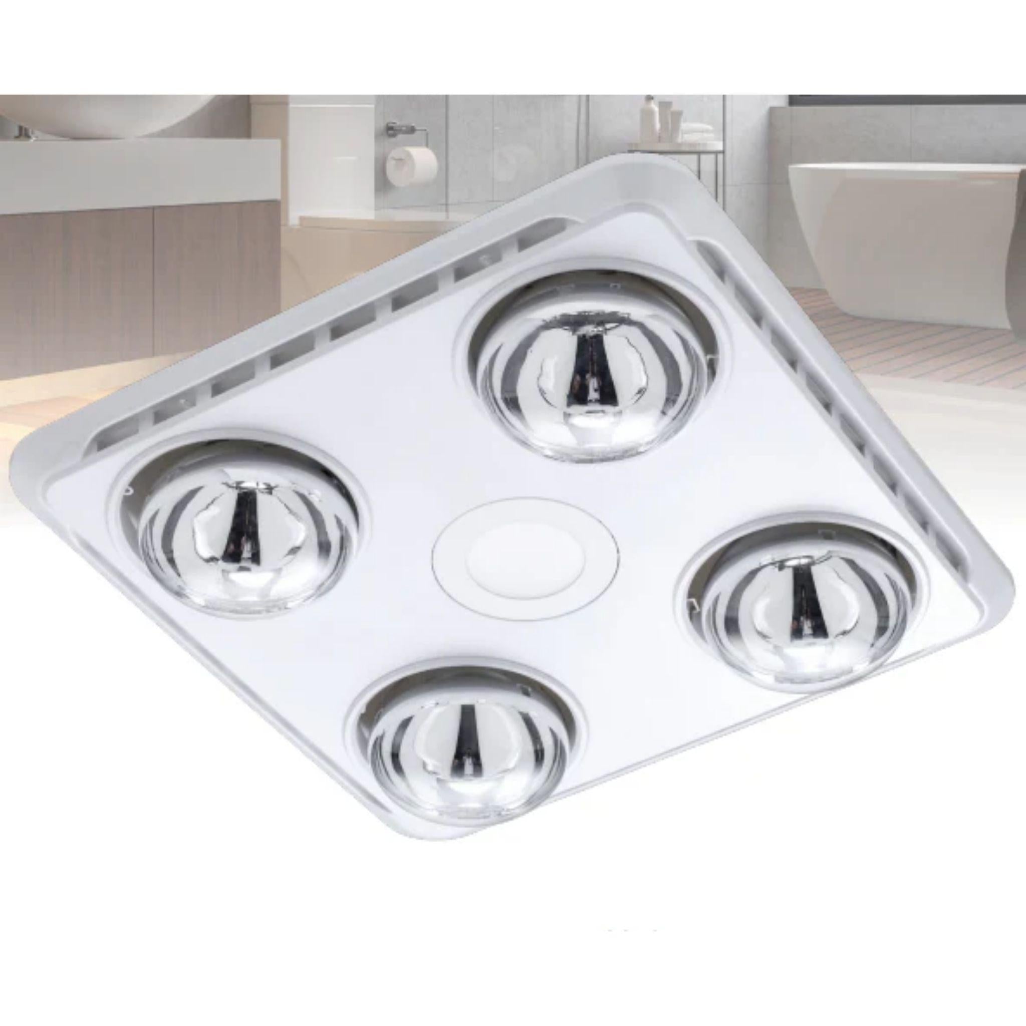 VENTAIR BROOK 4 HIGH EXTRACTION SERIES, 3 IN1 BATHROOM UNIT WITH 4 HEAT GLOBES, LED CENTRE DOWNLIGHT AND POWERFUL EXHAUST FAN WHITE