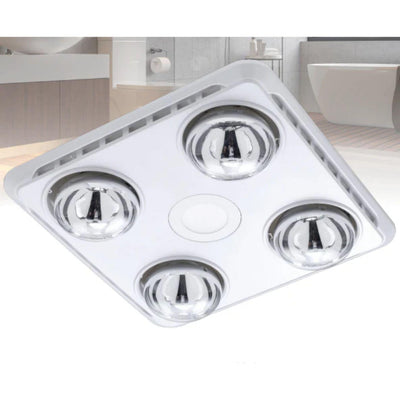 VENTAIR BROOK 4 HIGH EXTRACTION SERIES, 3 IN1 BATHROOM UNIT WITH 4 HEAT GLOBES, LED CENTRE DOWNLIGHT AND POWERFUL EXHAUST FAN WHITE