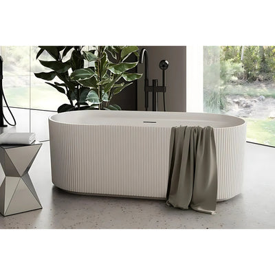 DECINA VIVA FLUTED FREESTANDING BATHTUB MATTE WHITE (AVAILABLE IN 1500MM AND 1700MM)