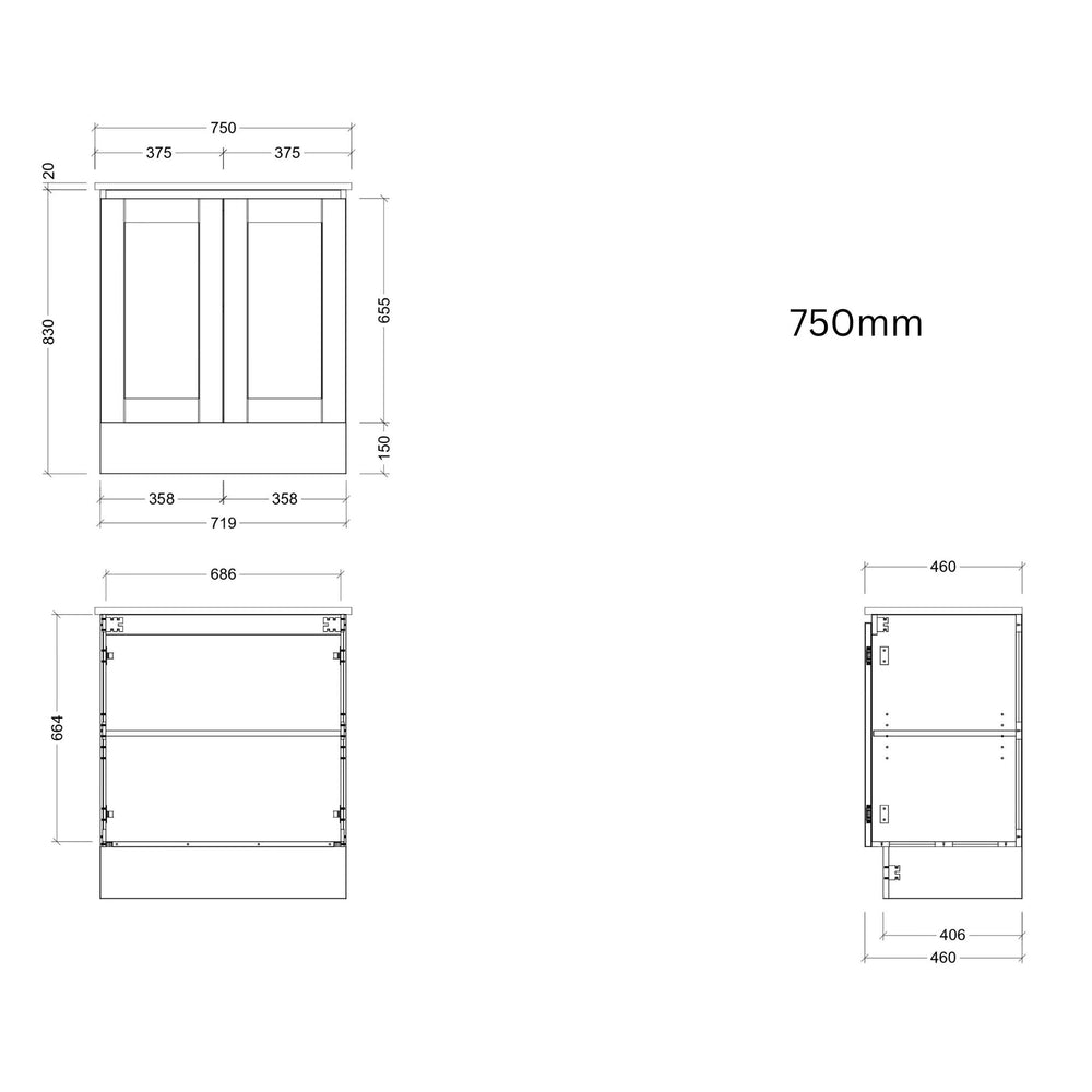 TIMBERLINE VICTORIA CUSTOM FLOOR STANDING VANITY (ALL SIZING)