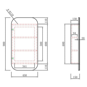 AULIC VIENNA MATTE WHITE SHAVING CABINET 450X900MM