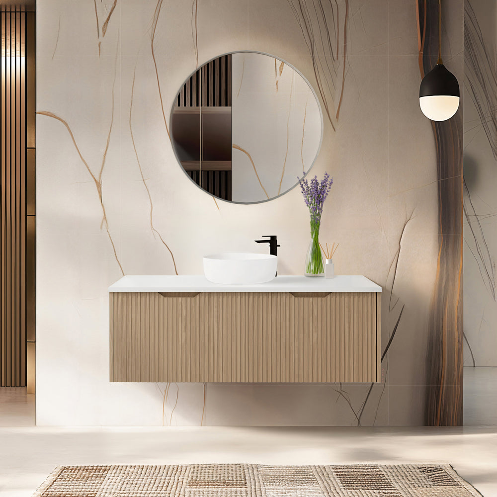 RIVA VIENNA AMERICAN OAK 1200MM SINGLE BOWL WALL HUNG VANITY