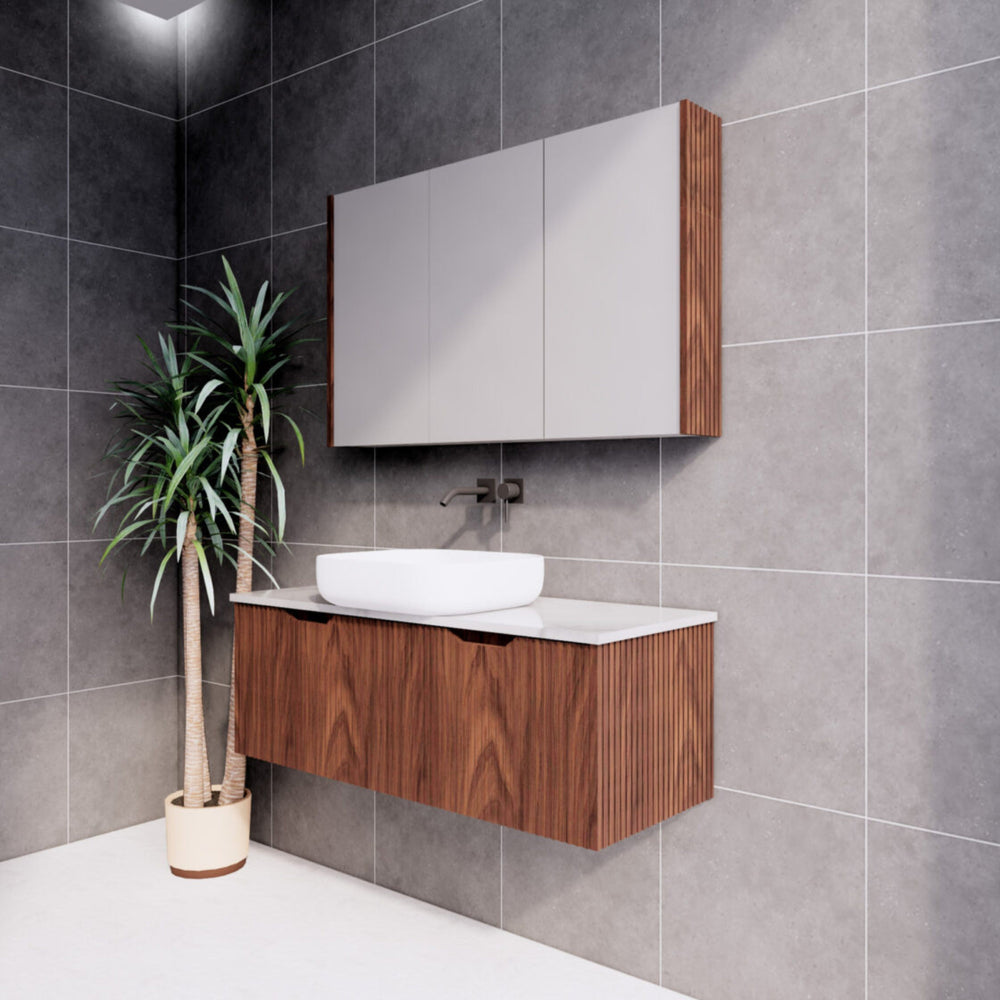 RIVA VIENNA BROWN OAK 1200MM SINGLE BOWL WALL HUNG VANITY