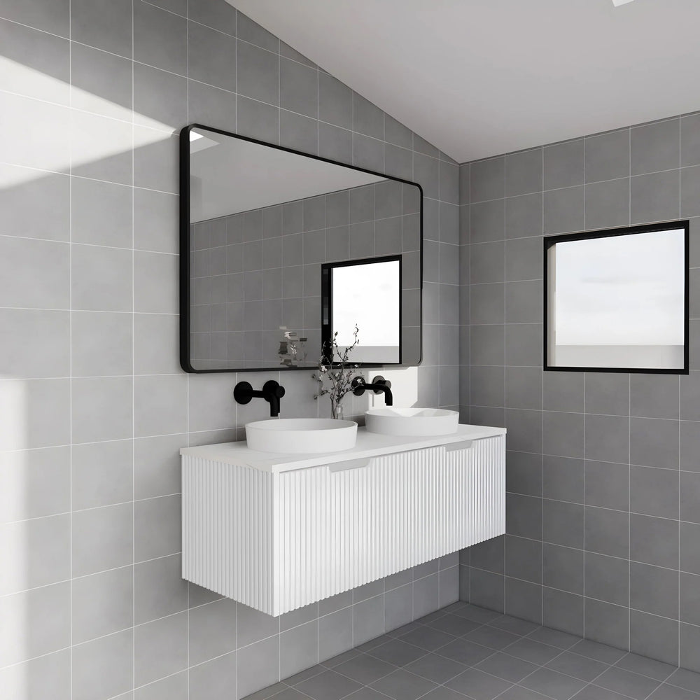 RIVA VIENNA MATTE WHITE 1200MM DOUBLE BOWL WALL HUNG VANITY