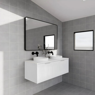 RIVA VIENNA MATTE WHITE 1200MM DOUBLE BOWL WALL HUNG VANITY