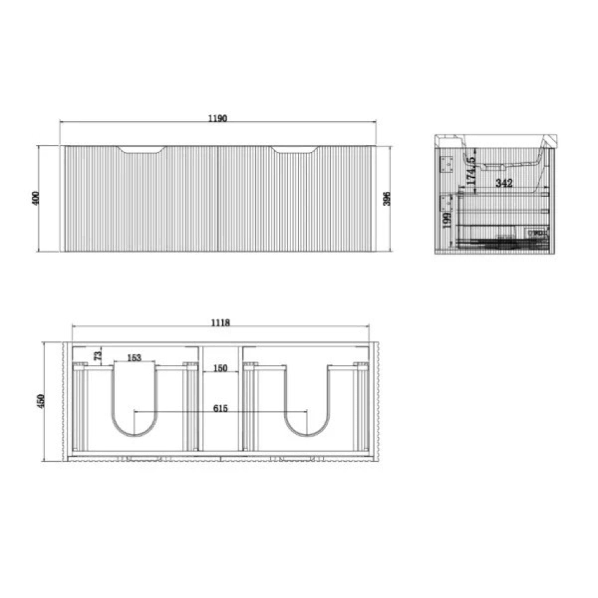 RIVA VIENNA MATTE WHITE 1200MM DOUBLE BOWL WALL HUNG VANITY