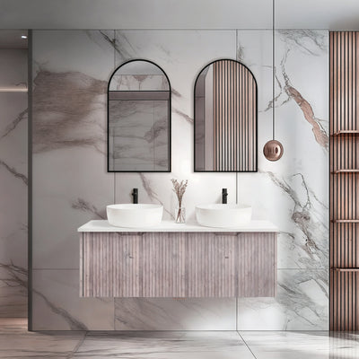 RIVA VIENNA WHITE OAK 1200MM DOUBLE BOWL WALL HUNG VANITY