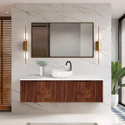 RIVA VIENNA BROWN OAK 1500MM SINGLE BOWL WALL HUNG VANITY