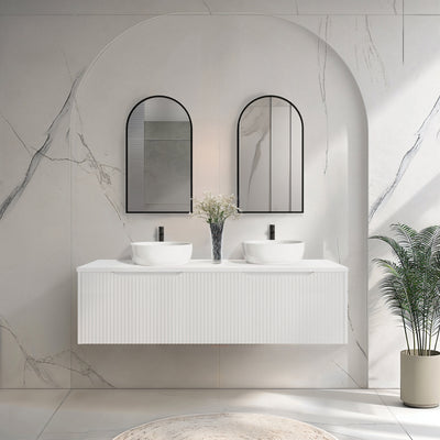 RIVA VIENNA MATTE WHITE 1500MM DOUBLE BOWL WALL HUNG VANITY