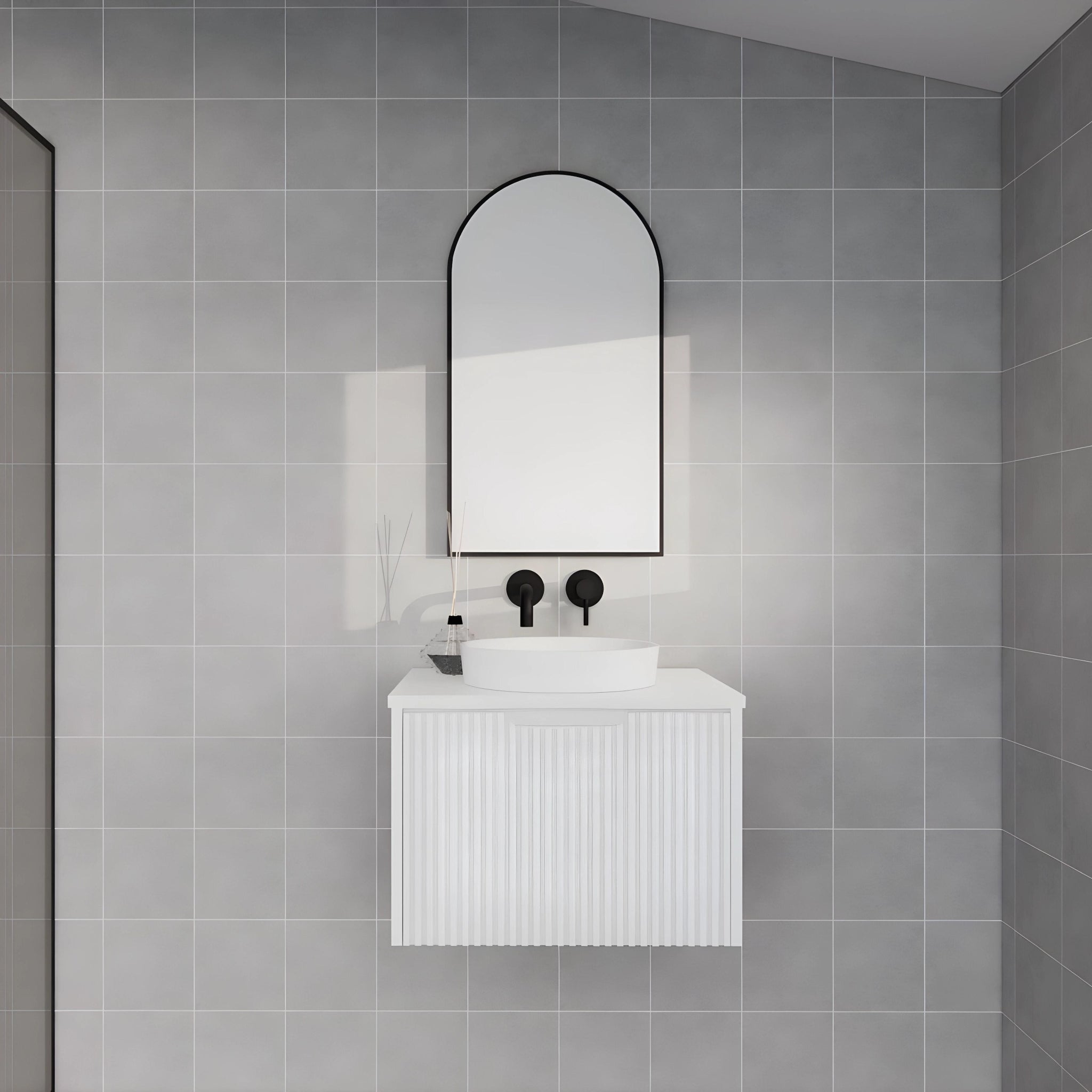 RIVA VIENNA MATTE WHITE 600MM SINGLE BOWL WALL HUNG VANITY