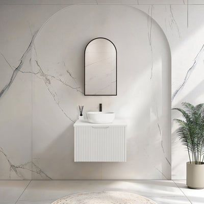 RIVA VIENNA MATTE WHITE 600MM SINGLE BOWL WALL HUNG VANITY