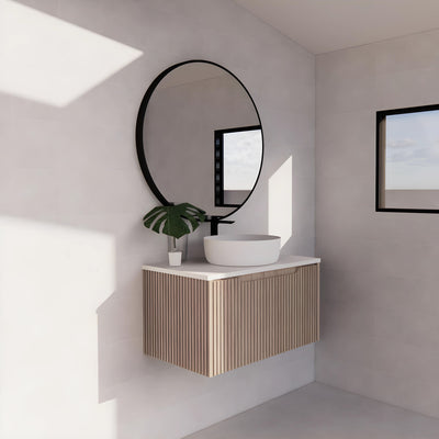RIVA VIENNA AMERICAN OAK 750MM SINGLE BOWL WALL HUNG VANITY