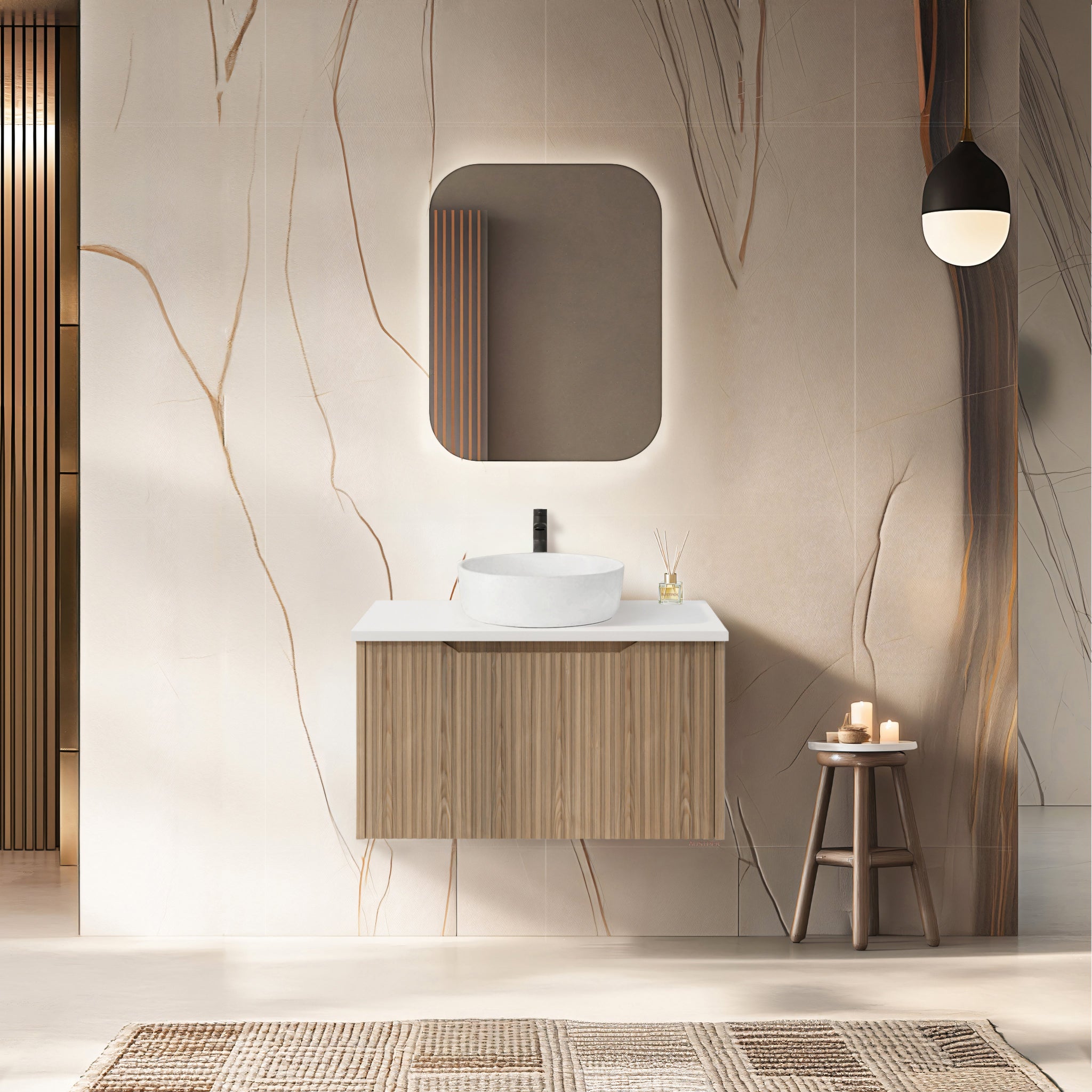 RIVA VIENNA AMERICAN OAK 750MM SINGLE BOWL WALL HUNG VANITY