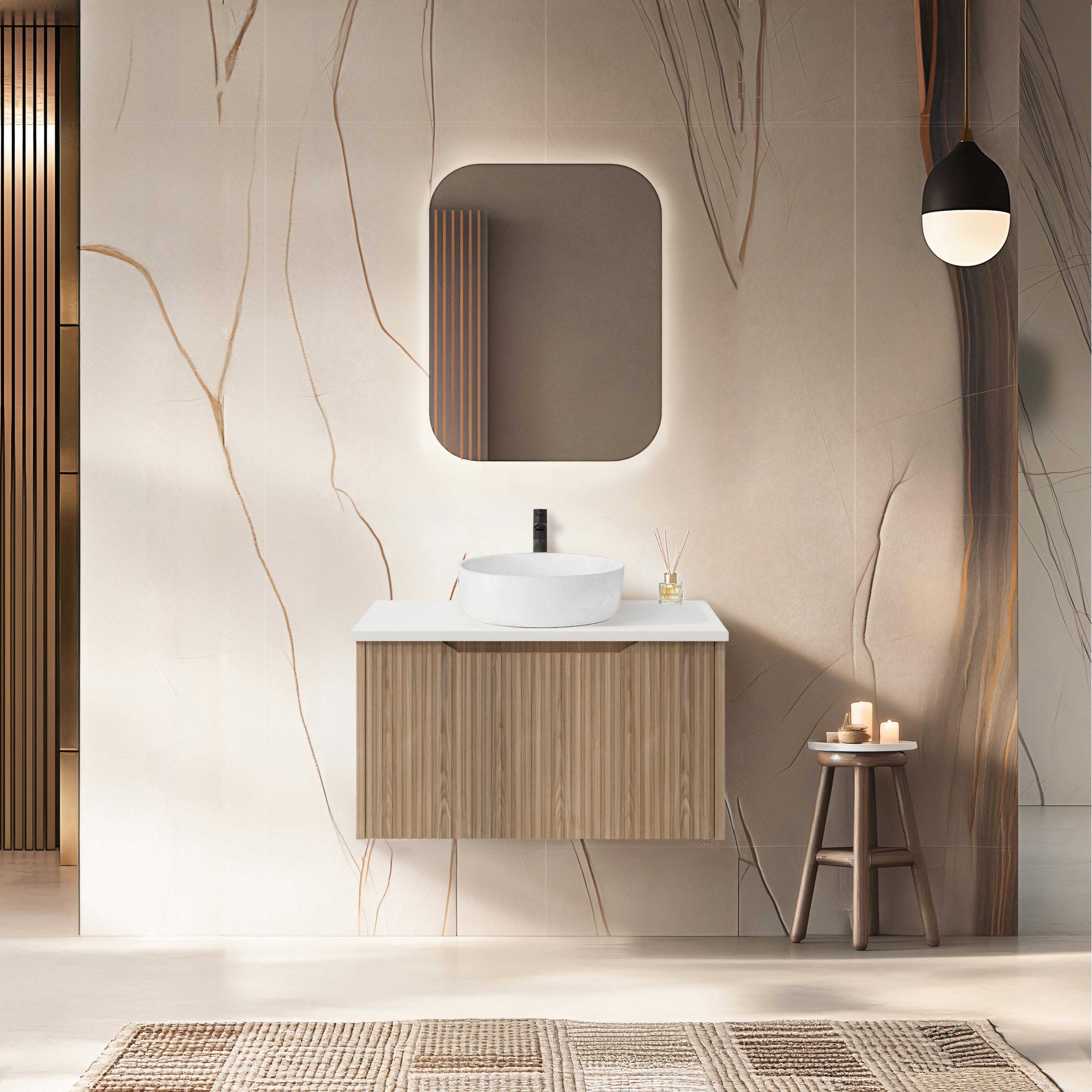 RIVA VIENNA AMERICAN OAK 750MM SINGLE BOWL WALL HUNG VANITY