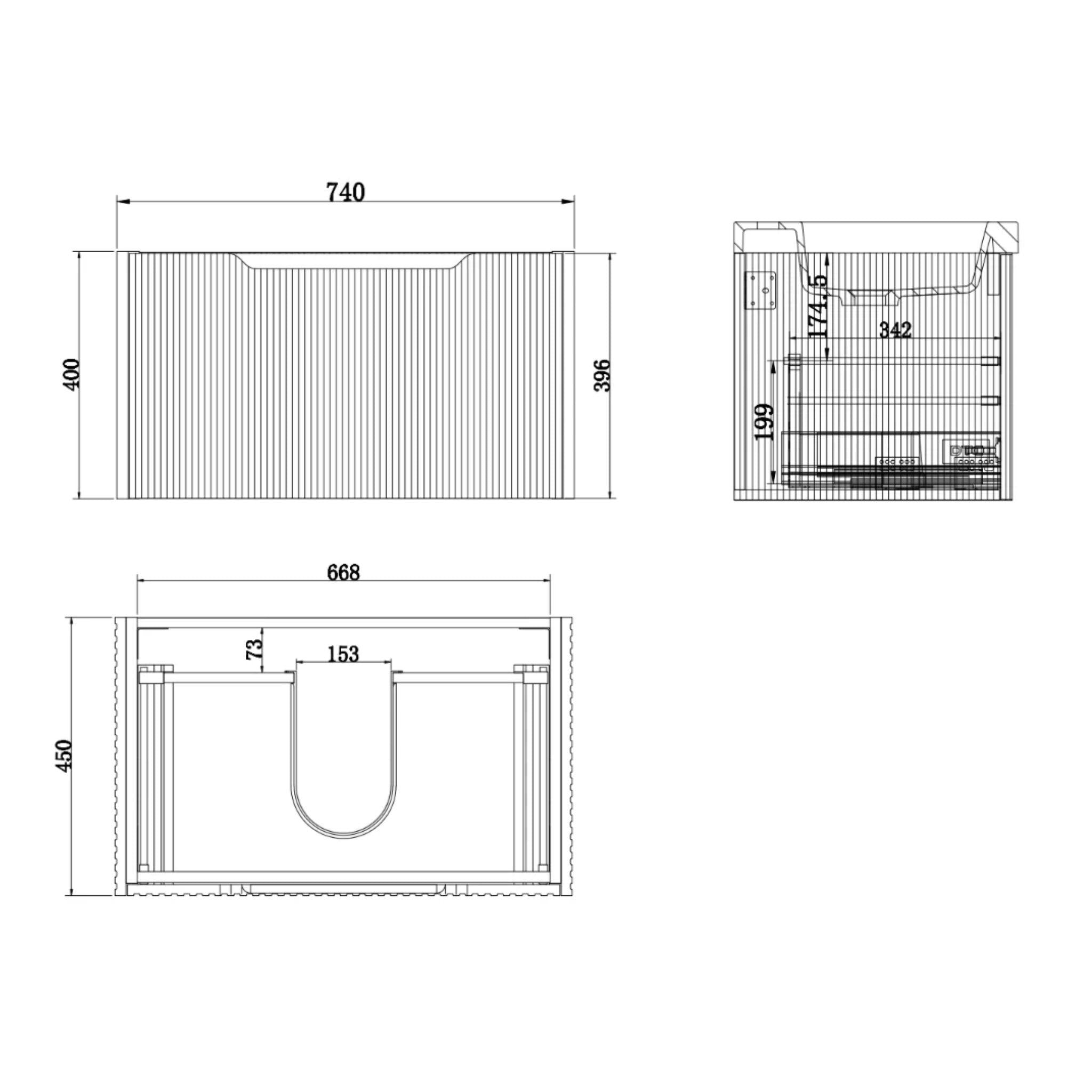 RIVA VIENNA MATTE WHITE 750MM SINGLE BOWL WALL HUNG VANITY
