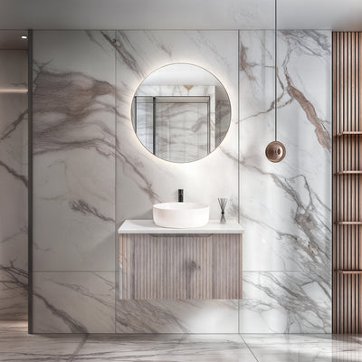 RIVA VIENNA WHITE OAK 750MM SINGLE BOWL WALL HUNG VANITY