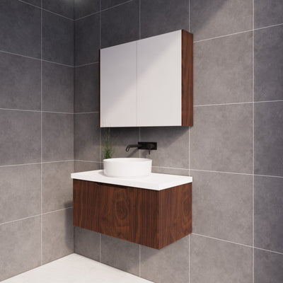 RIVA VIENNA BROWN OAK 900MM SINGLE BOWL WALL HUNG VANITY