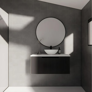 RIVA VIENNA MATTE BLACK 900MM SINGLE BOWL WALL HUNG VANITY